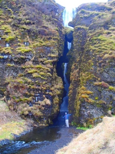 Waterfall inside cliff